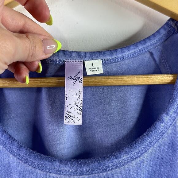 ALYA By Francesca's Blue Peplum‎ Raw Hem Tank Top Shirt Size Large - Picture 7 of 12